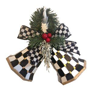 Door Decor Bells Buffalo with Checkered Bow Christmas Berries Check